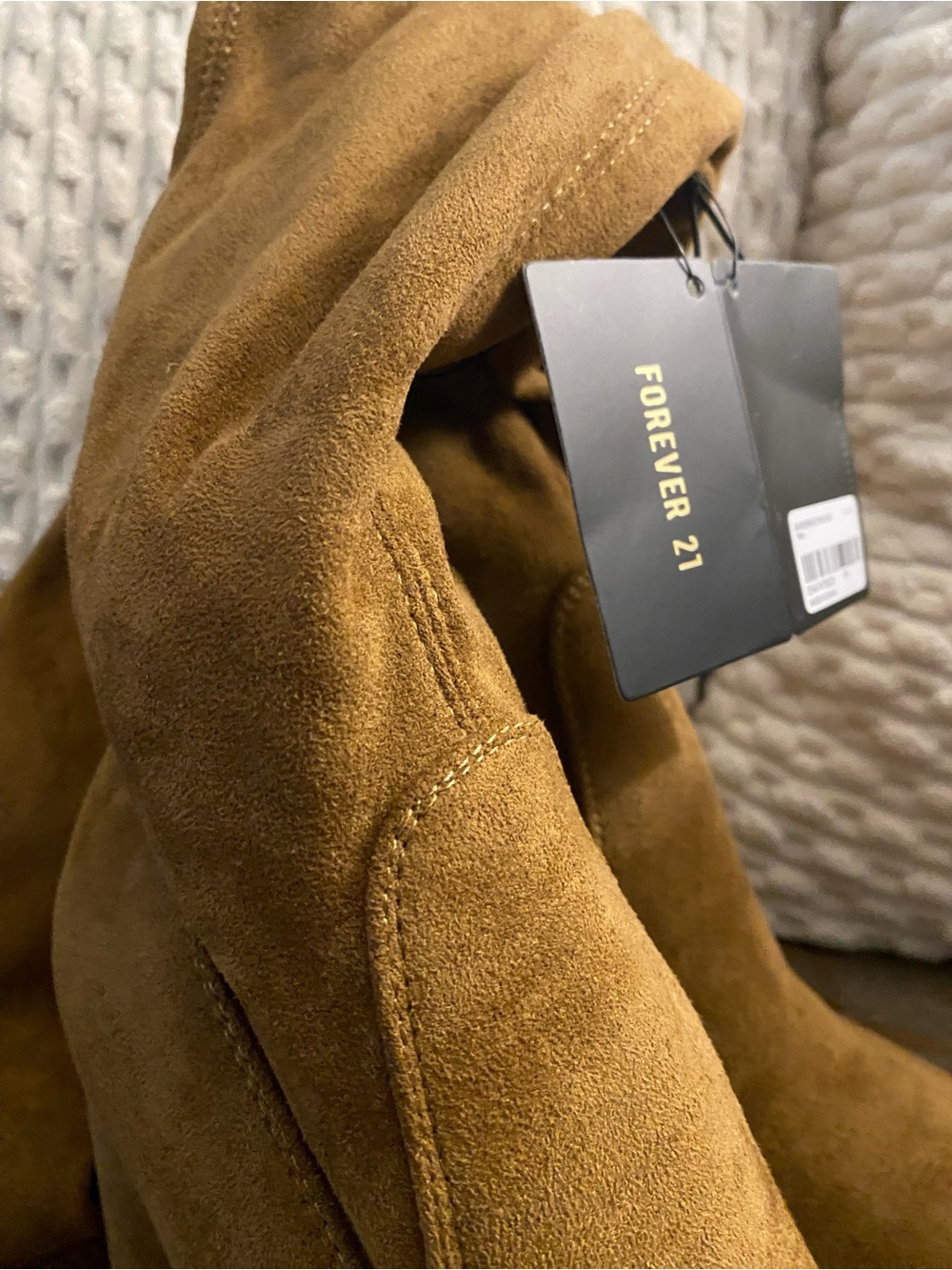Forever 21 Women's Camel Suede Block Heel Knee Boots - Picture 2 of 6